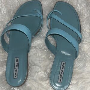 Manolo Blahnik Sky Blue Strappy Sandals